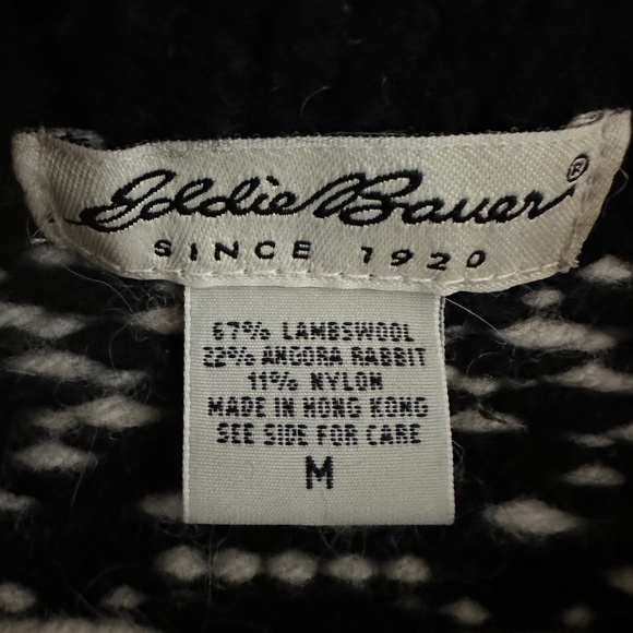 Eddie Bauer Lambswool Angora Rabbit Black and White Sweater Size Medium - Picture 2 of 8